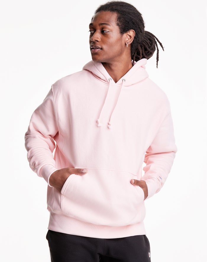 Champion Reverse Weave® Erkek Kapşonlu Sweatshirt Pembe ( ZBUWKH978 )